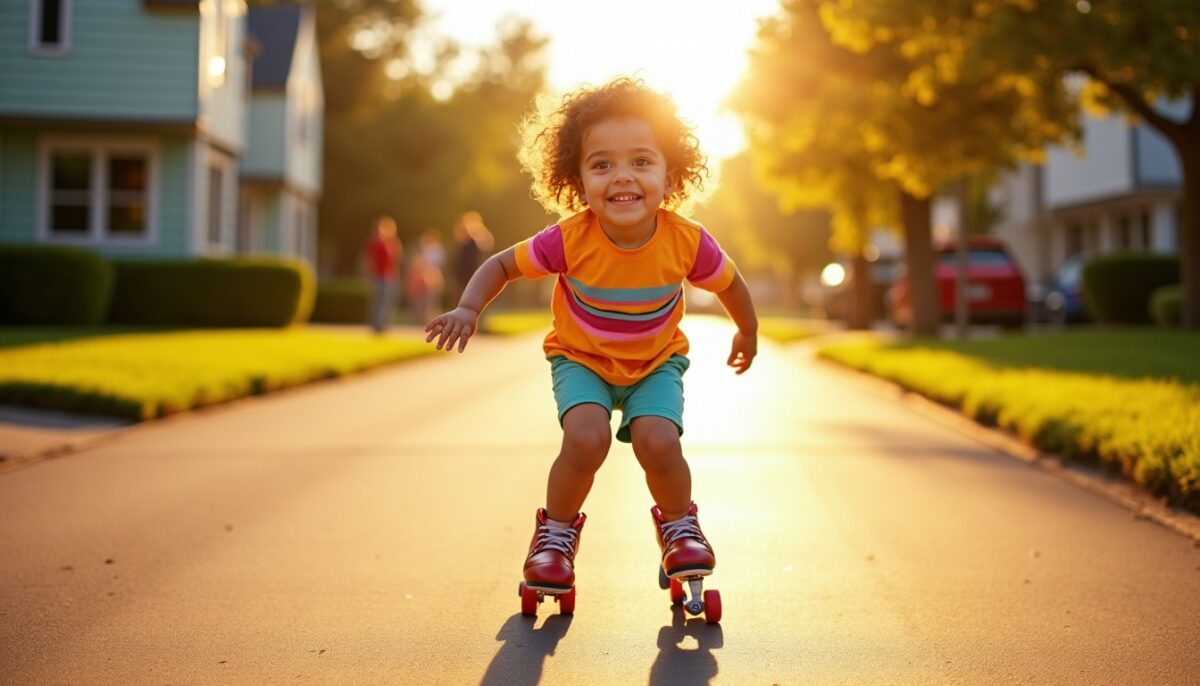 Graver à jamais l'enfance : saisir la magie des premiers pas en patins à roulettes